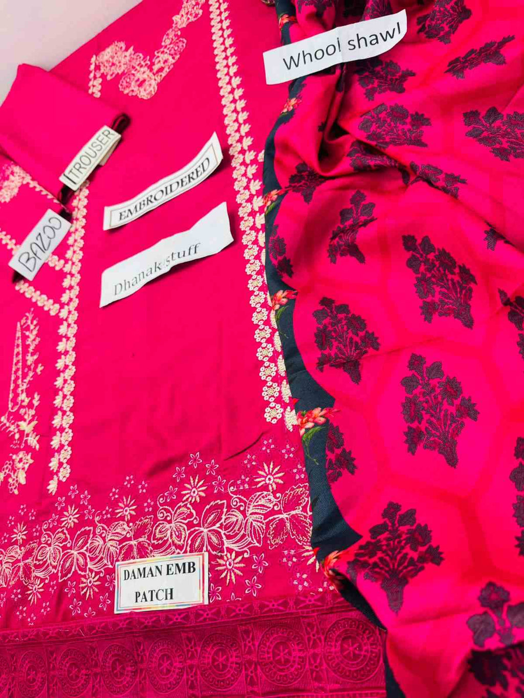 3 Piece Unstiched Embroidery Dhanak