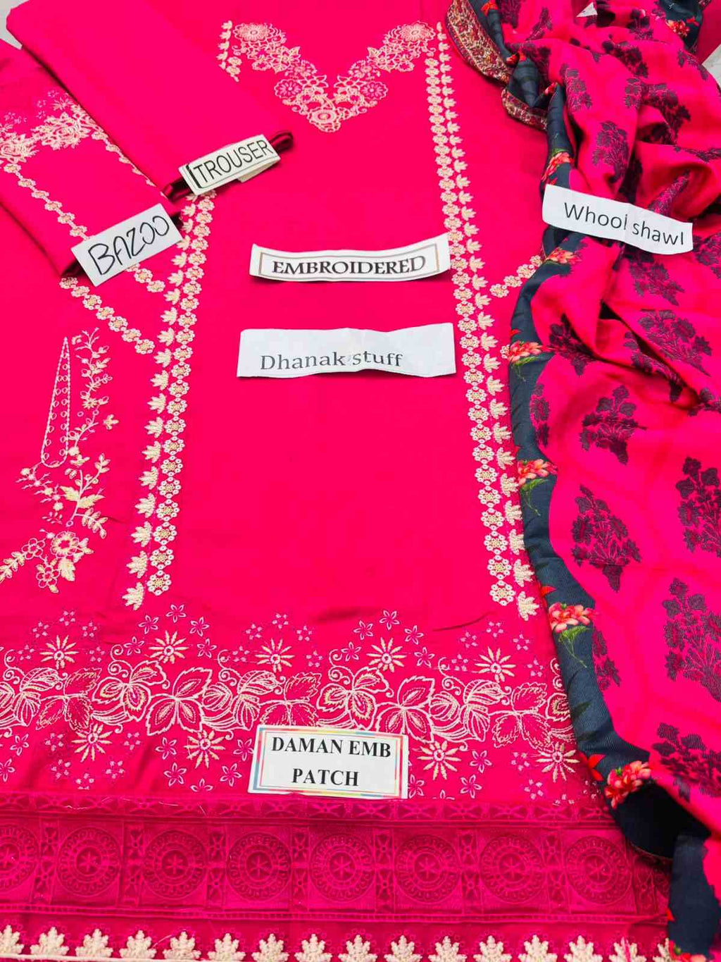 3 Piece Unstiched Embroidery Dhanak