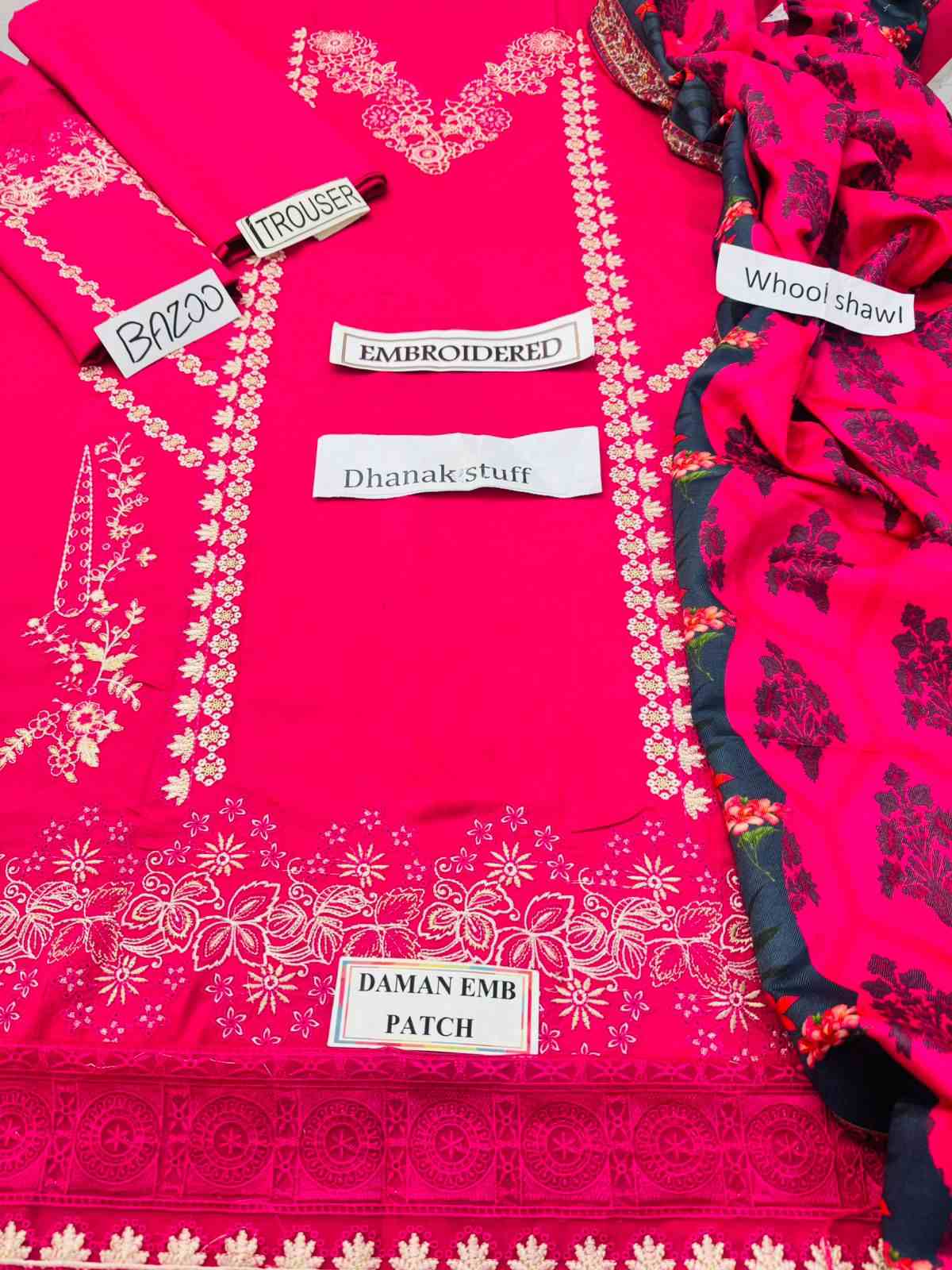 3 Piece Unstiched Embroidery Dhanak