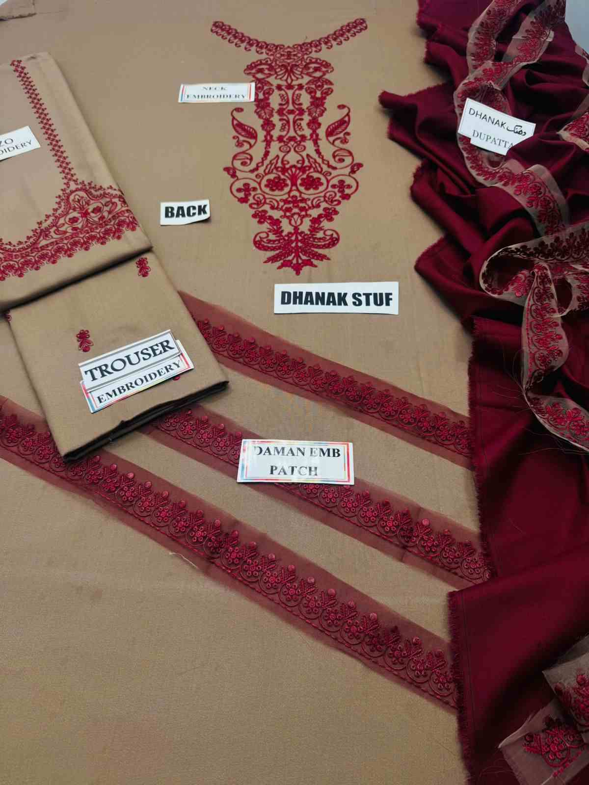 3 Piece Unstiched Embroidery Dhanak