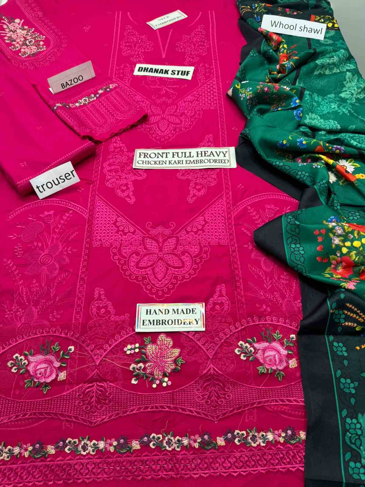 3 Piece Unstiched Embroidery Dhanak