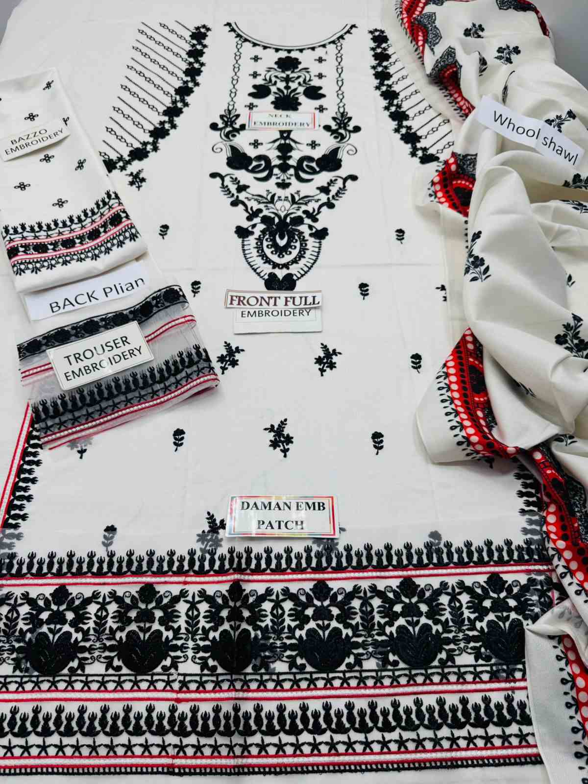 3 Piece Unstiched Embroidery Dhanak