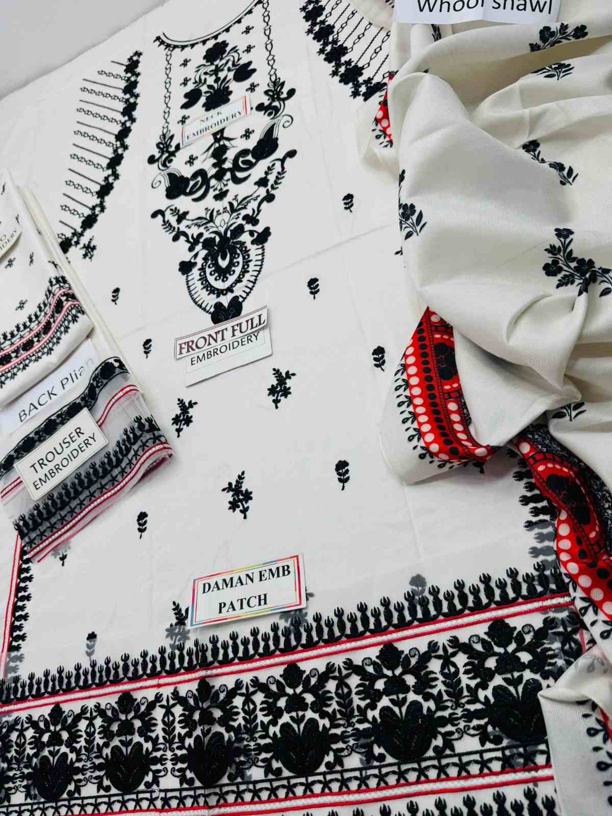3 Piece Unstiched Embroidery Dhanak