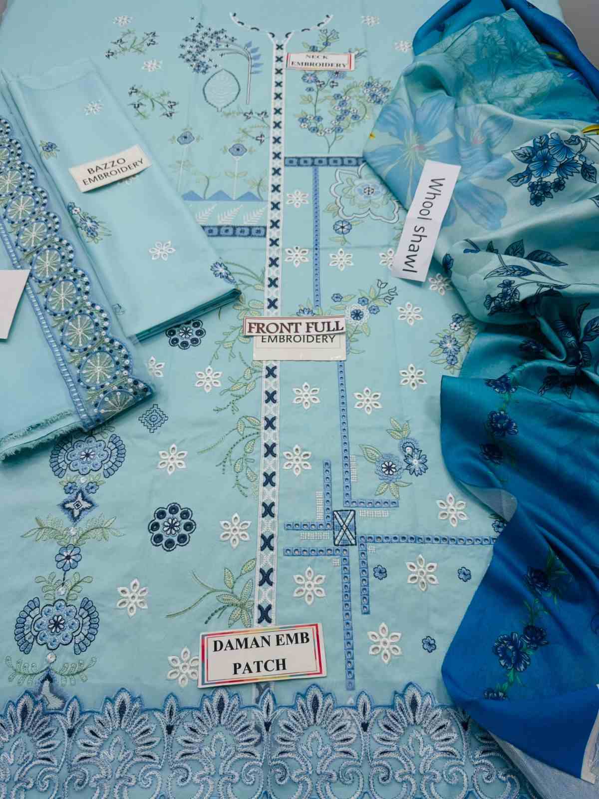 3 Piece Unstiched Embroidery Dhanak