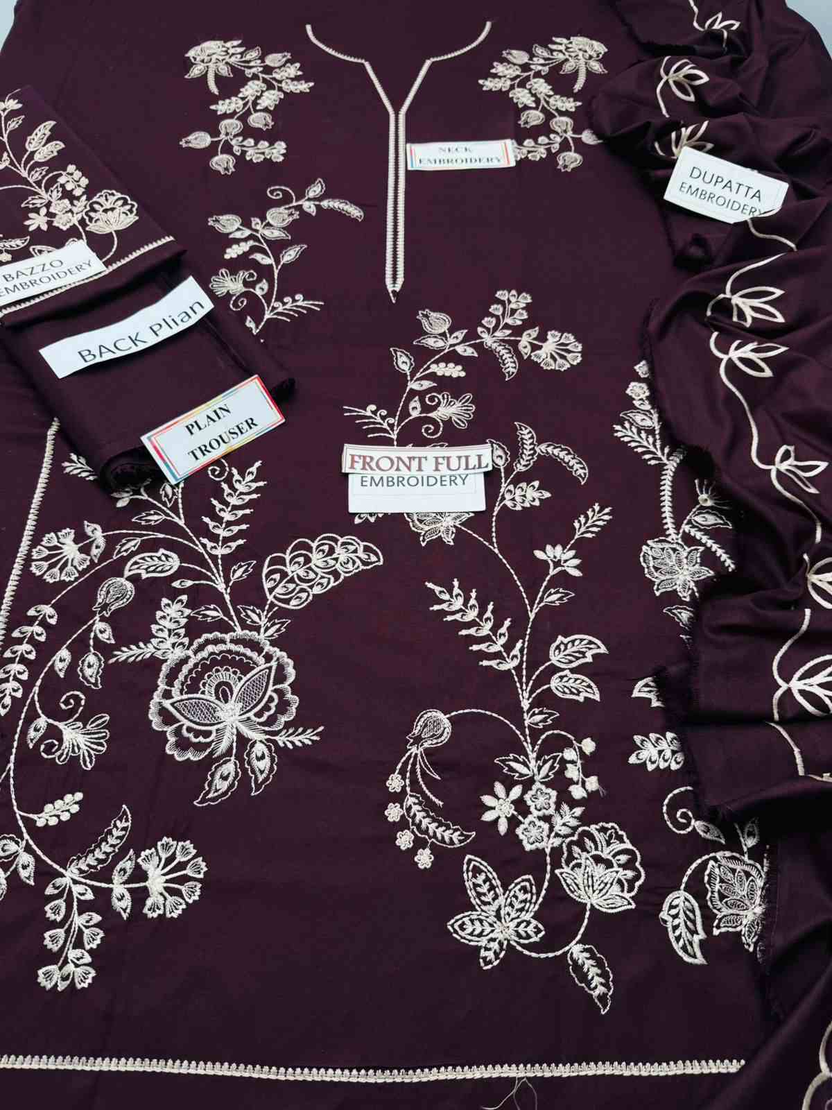 3 Piece Unstiched Embroidery Dhanak