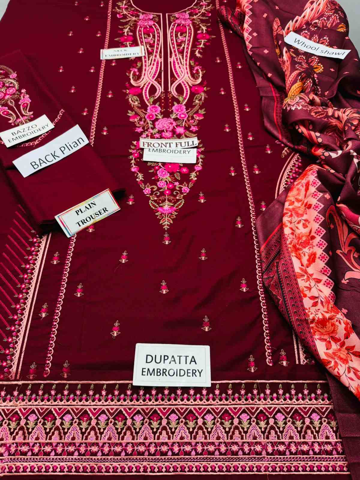 3 Piece Unstiched Embroidery Dhanak