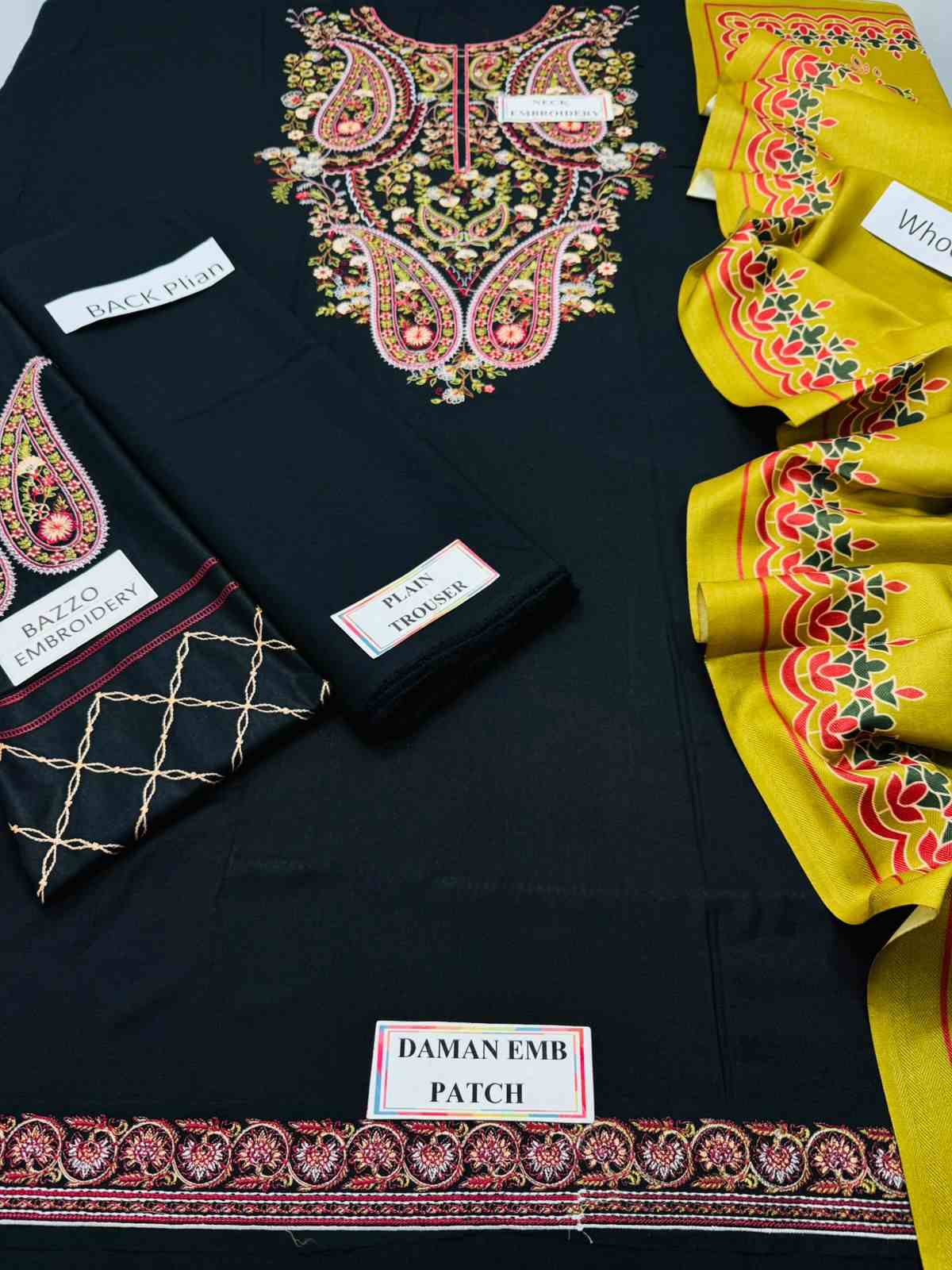 3 Piece Unstiched Embroidery Dhanak