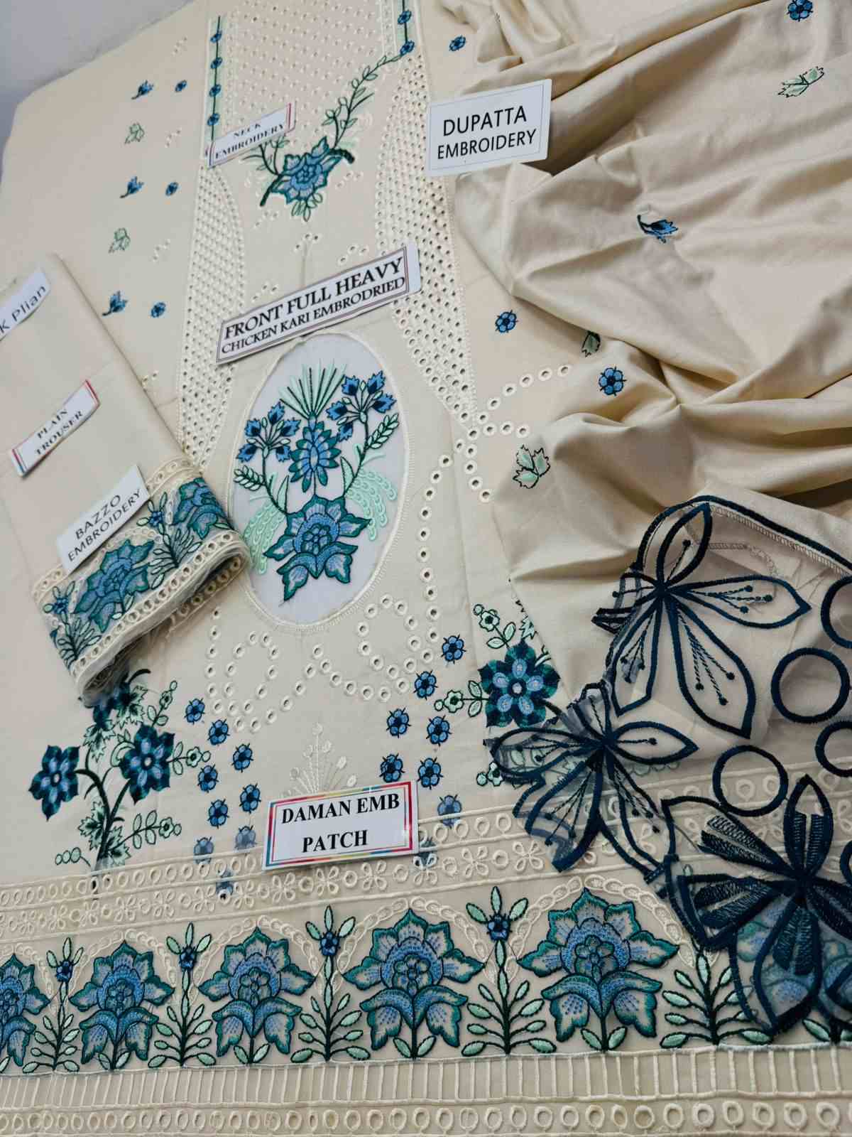 3 Piece Unstiched Embroidery Dhanak