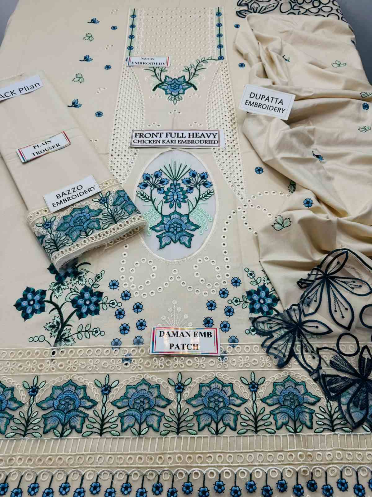 3 Piece Unstiched Embroidery Dhanak