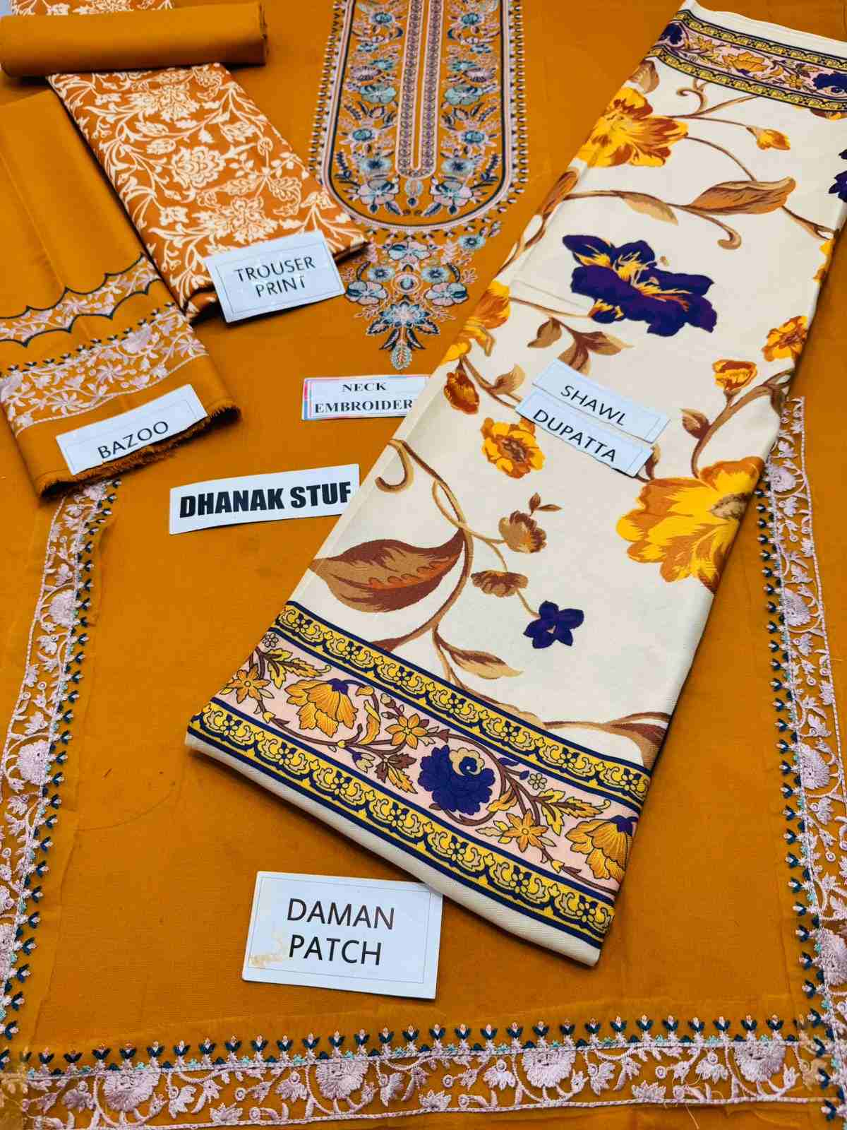 3 Piece Unstiched Embroidery Dhanak