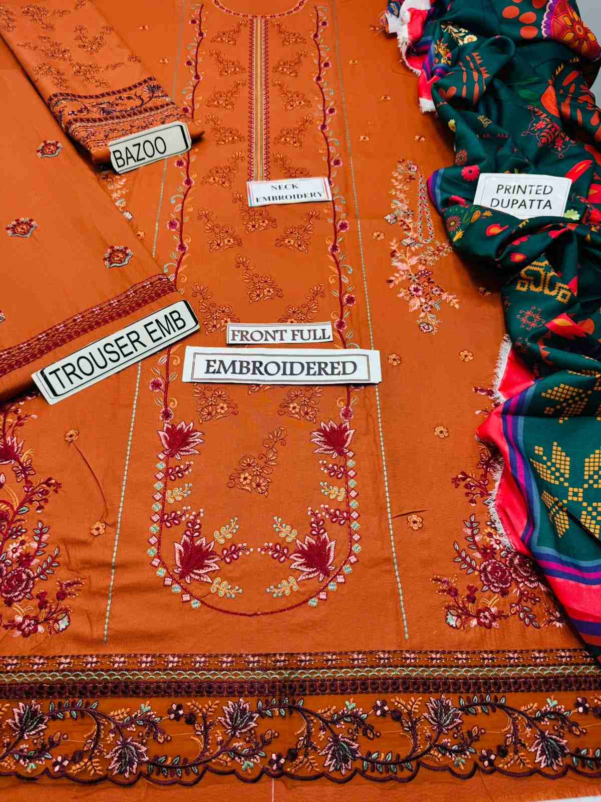 3 Piece Unstiched Embroidery Dhanak