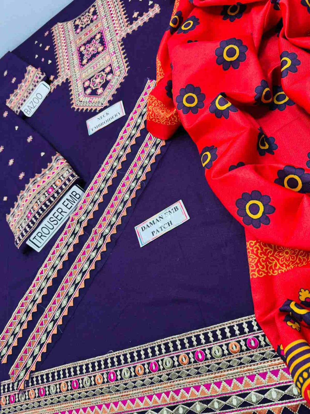 3 Piece Unstiched Embroidery Dhanak