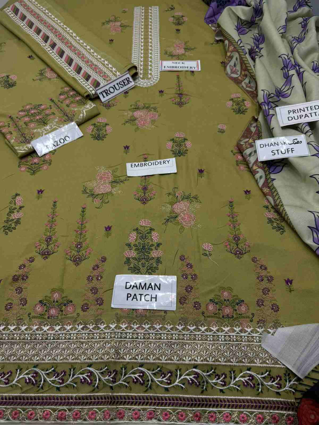 3 Piece Unstiched Embroidery Dhanak