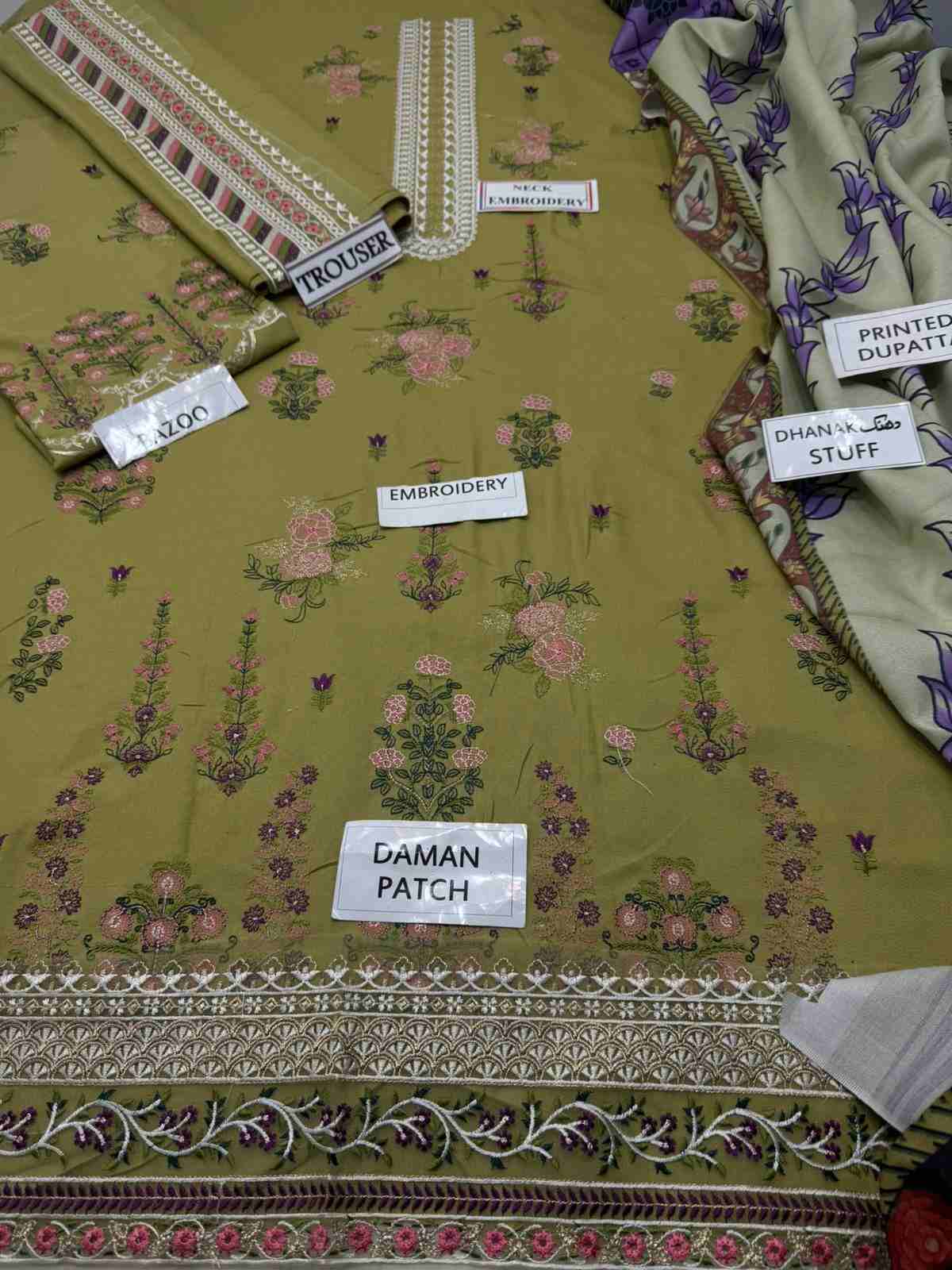 3 Piece Unstiched Embroidery Dhanak