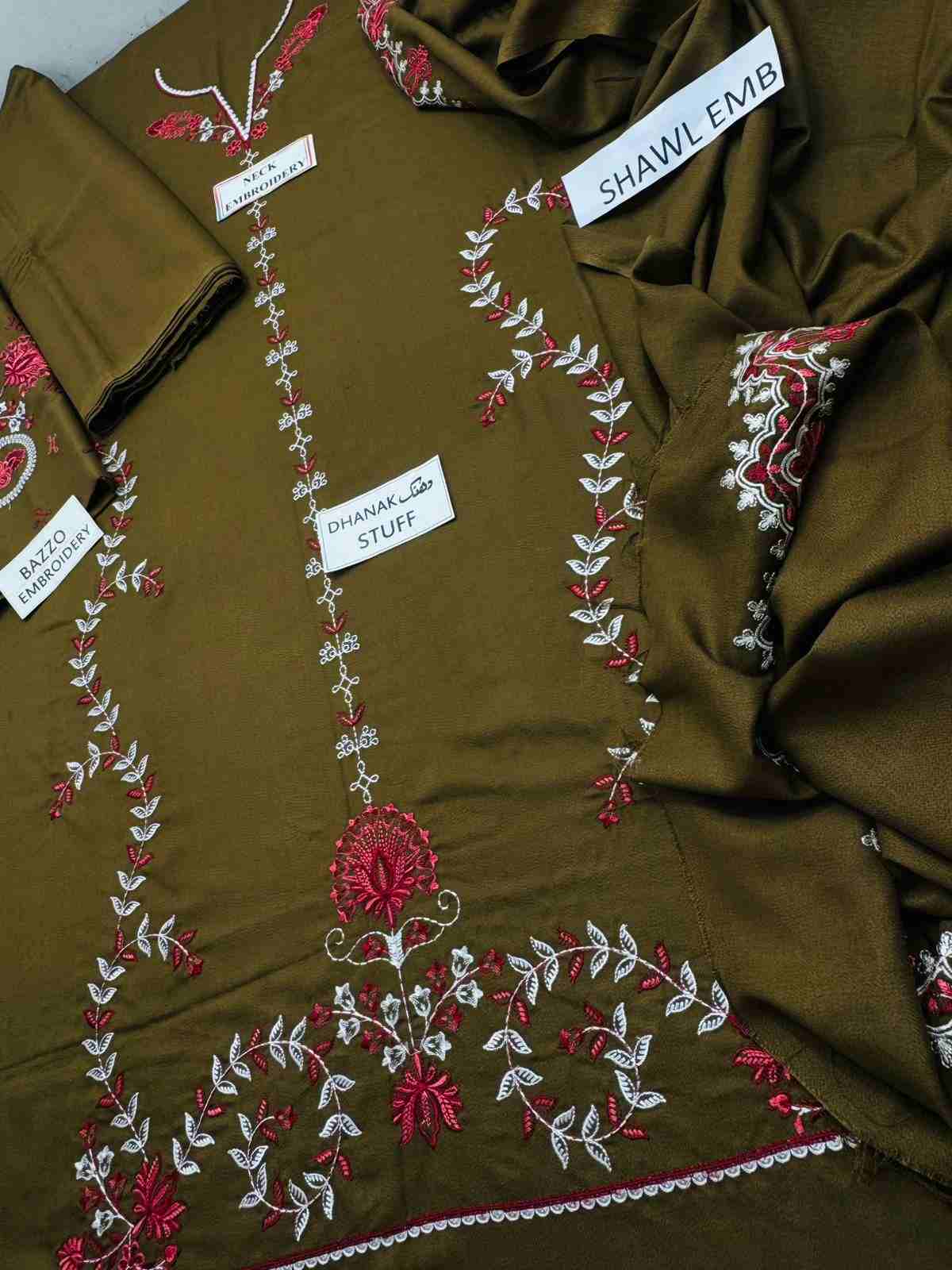 3 Piece Unstiched Embroidery Dhanak