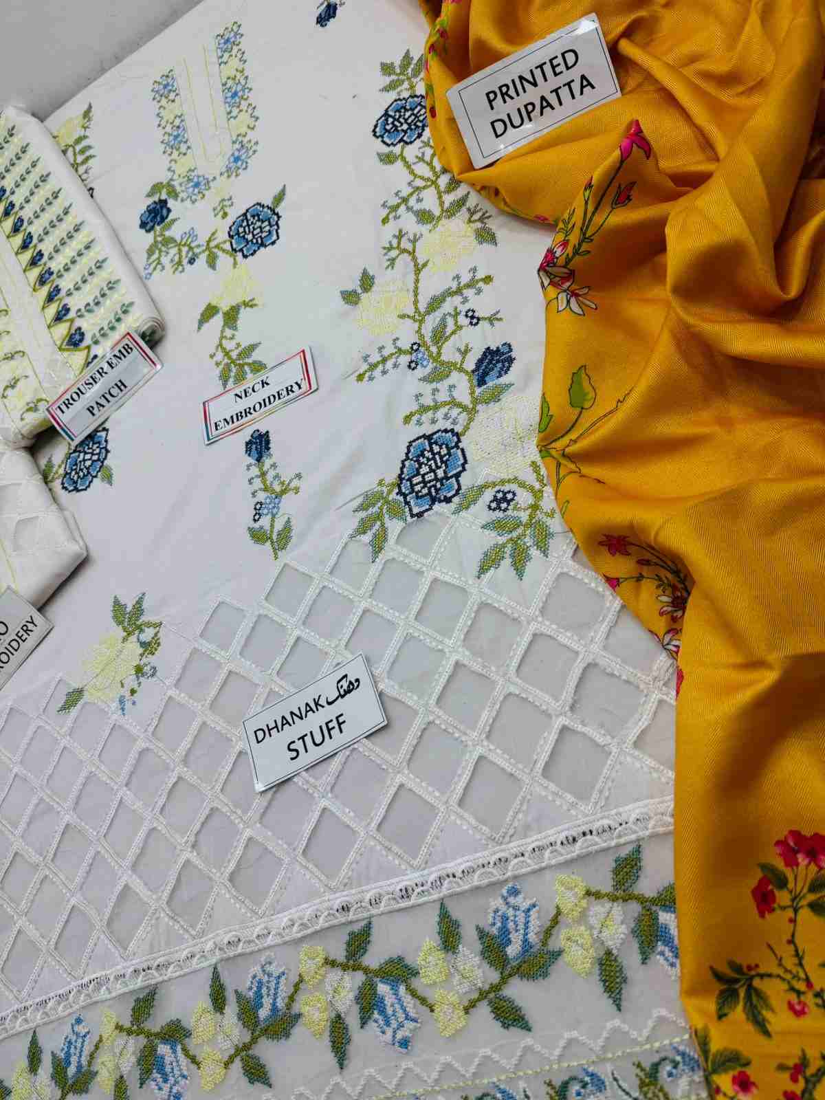 3 Piece Unstiched Embroidery Dhanak