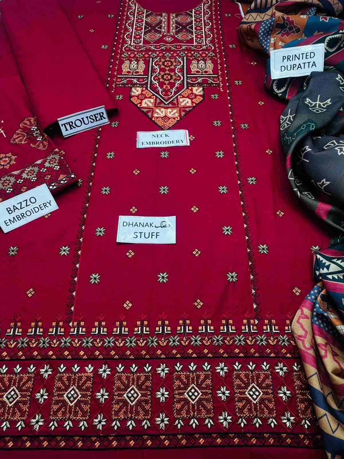 3 Piece Unstiched Embroidery Dhanak