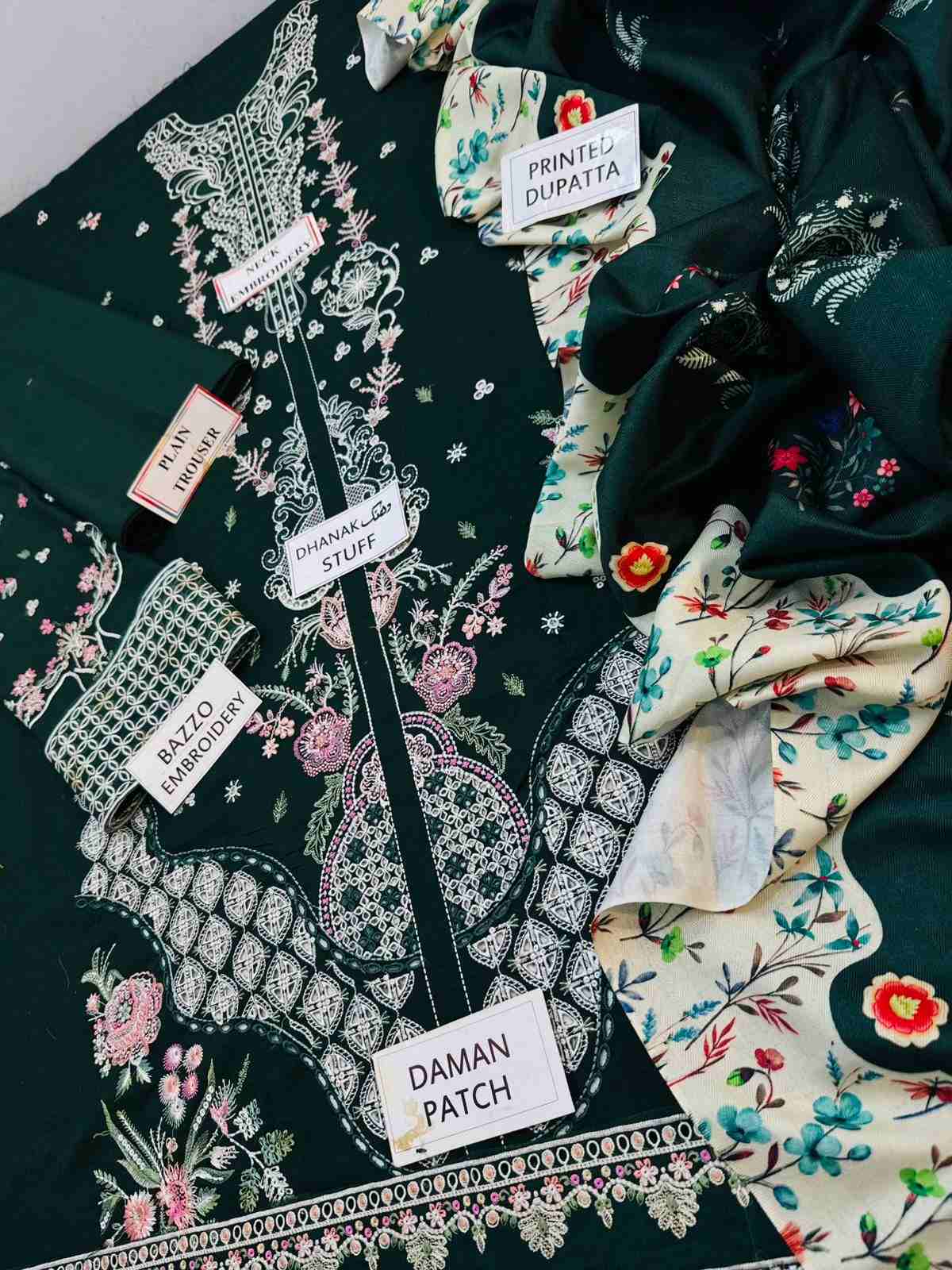 3 Piece Unstiched Embroidery Dhanak