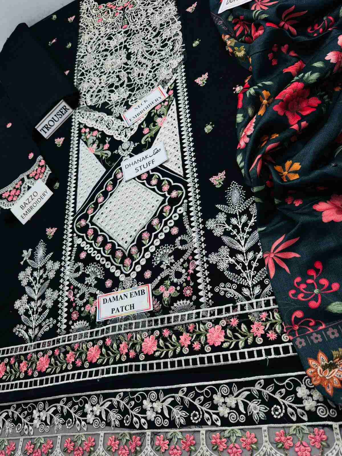 3 Piece Unstiched Embroidery Dhanak