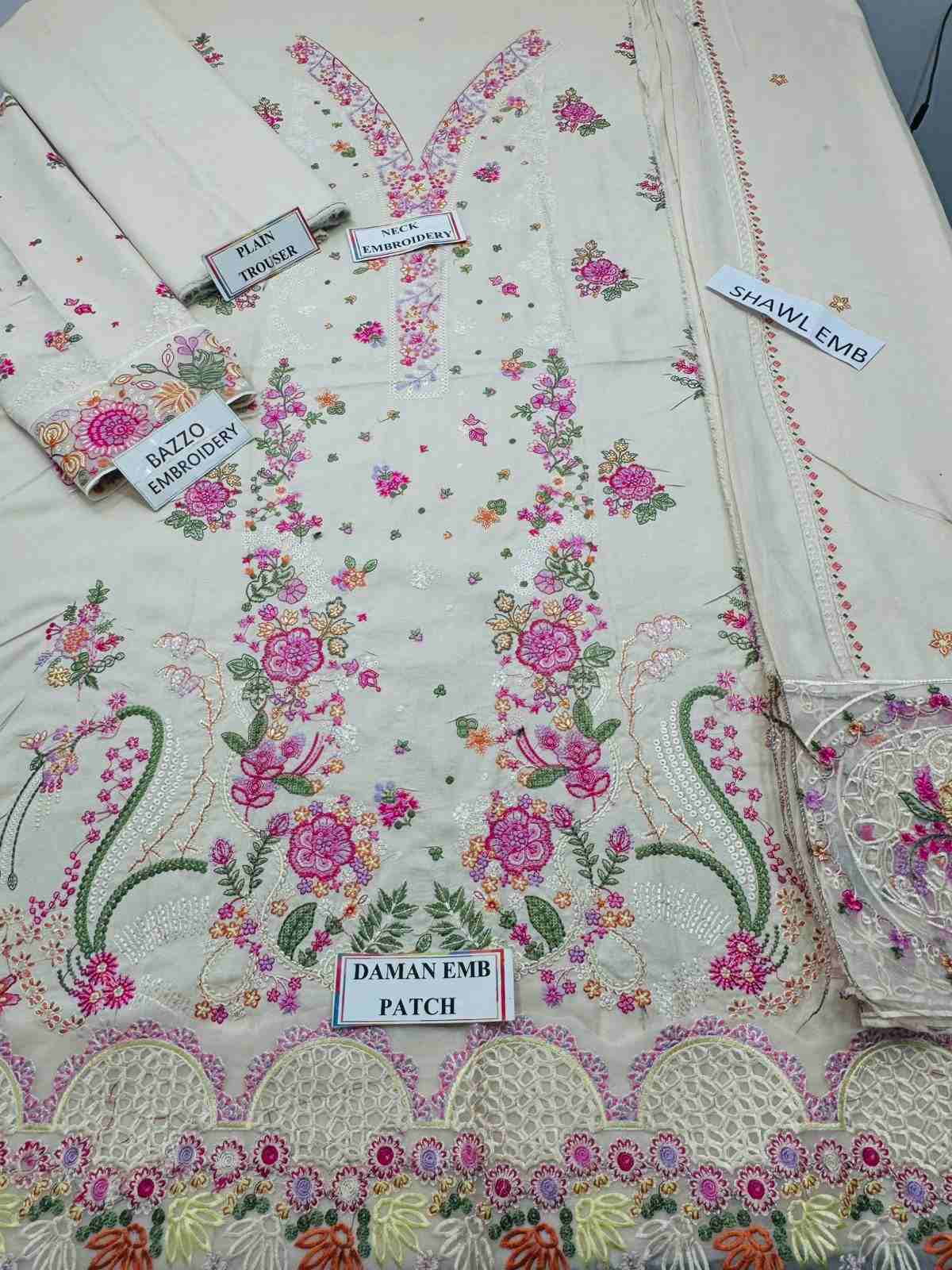 3 Piece Unstiched Embroidery Dhanak