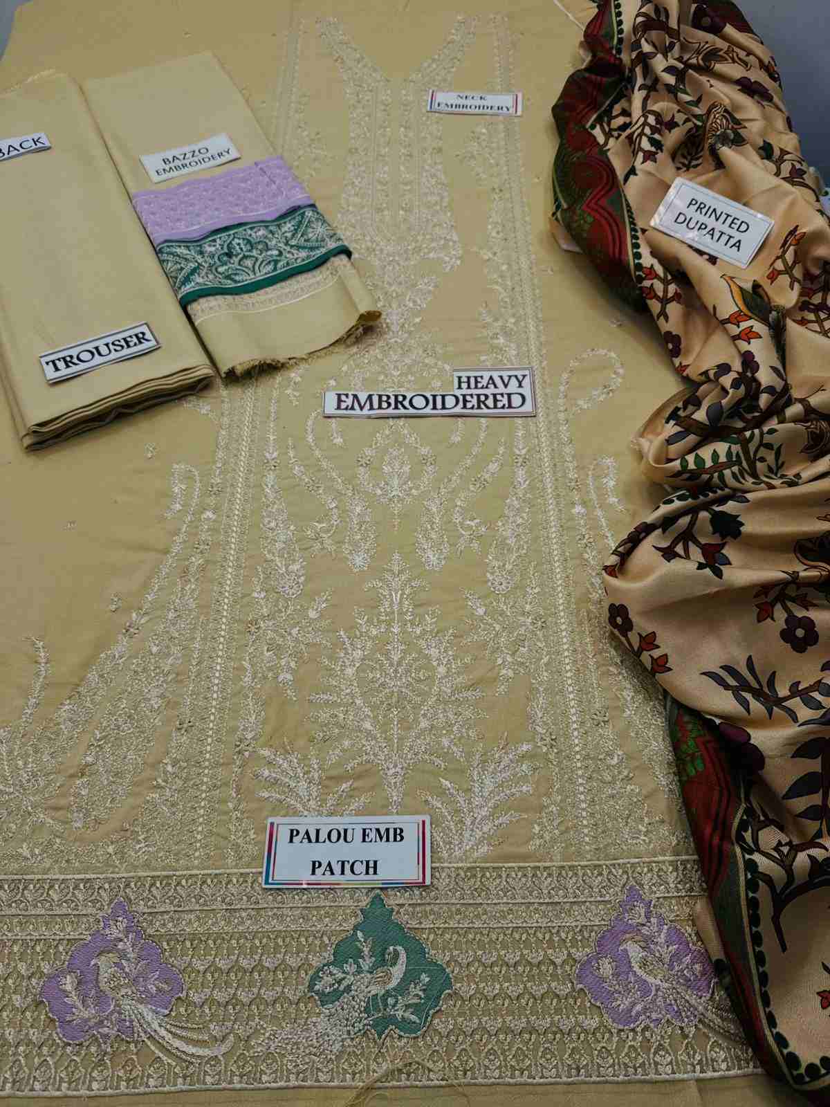 3 Piece Unstiched Embroidery Dhanak