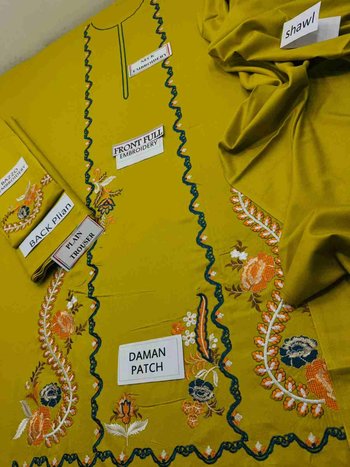 3 Piece Unstiched Embroidery Dhanak