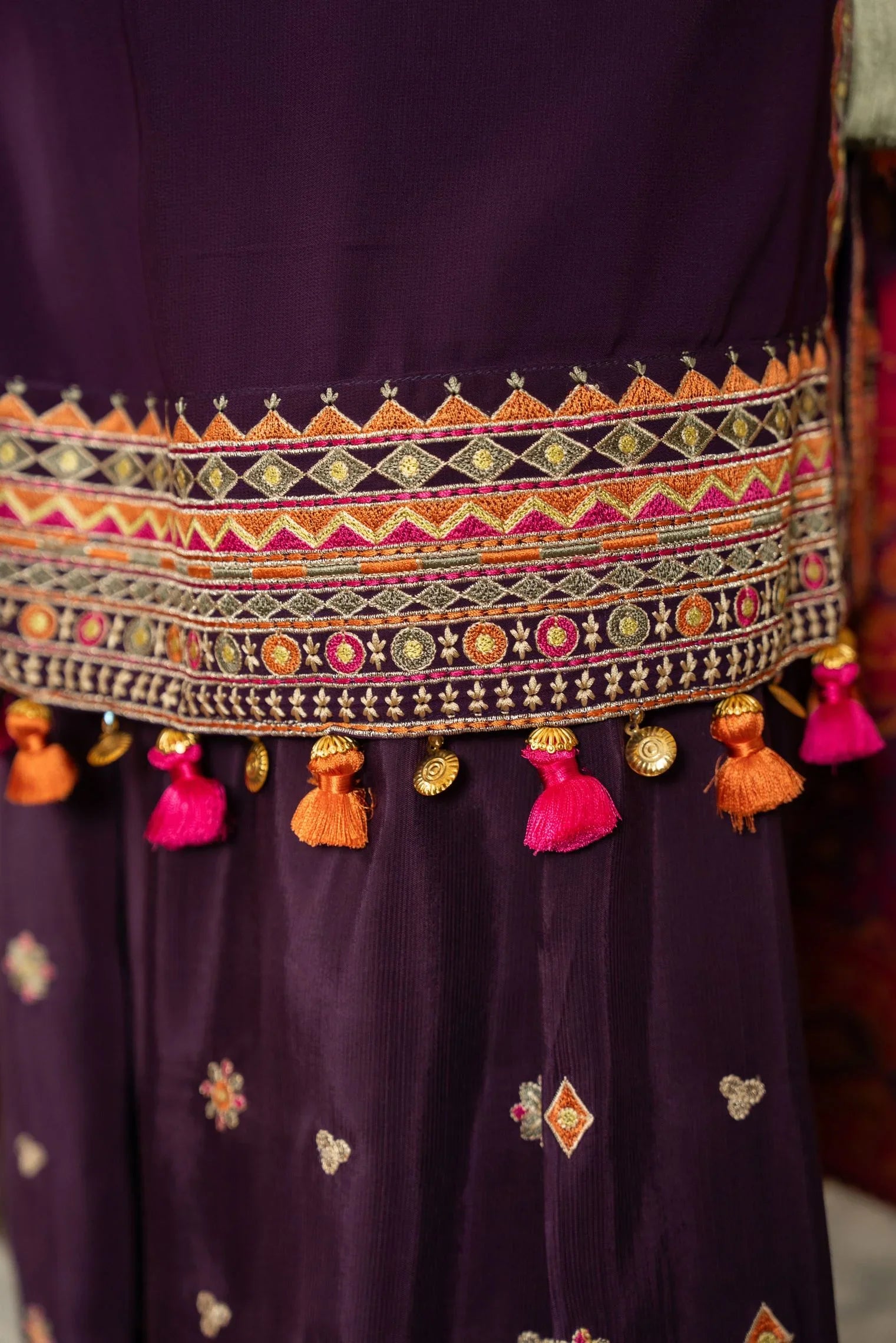 3-Piece Traditional Luxury Embroidered Outfit with Embridered Sleves and Trouser