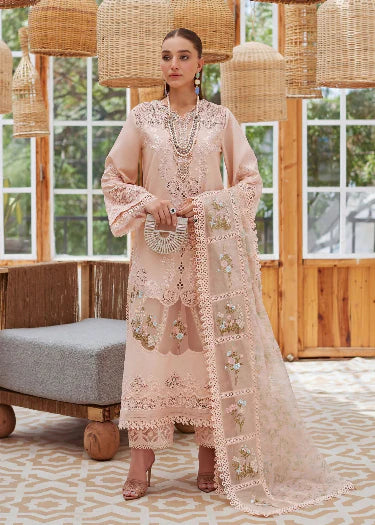 Premium and Luxury Lawn Dress Design with Beautifuly Embroidered Sahfoon Dupatta