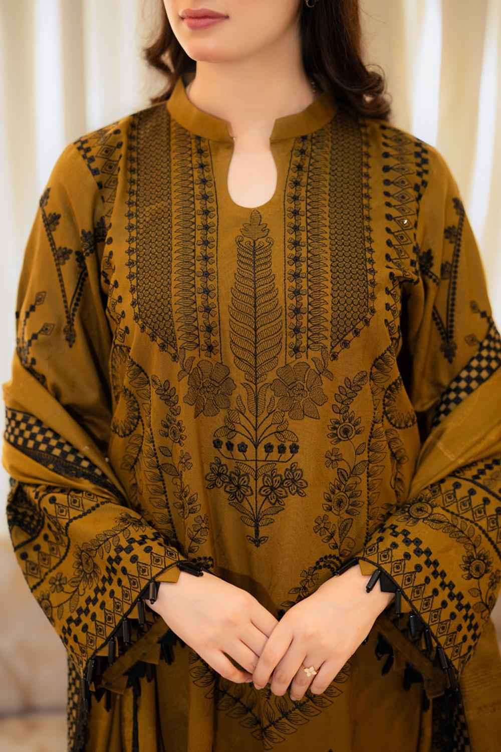 3 Piece Unstiched Embroidery Dhanak