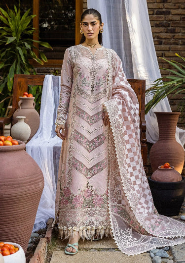 3-Piece Embroidered Lawn Dress with Premium Khaadi net Dupatta