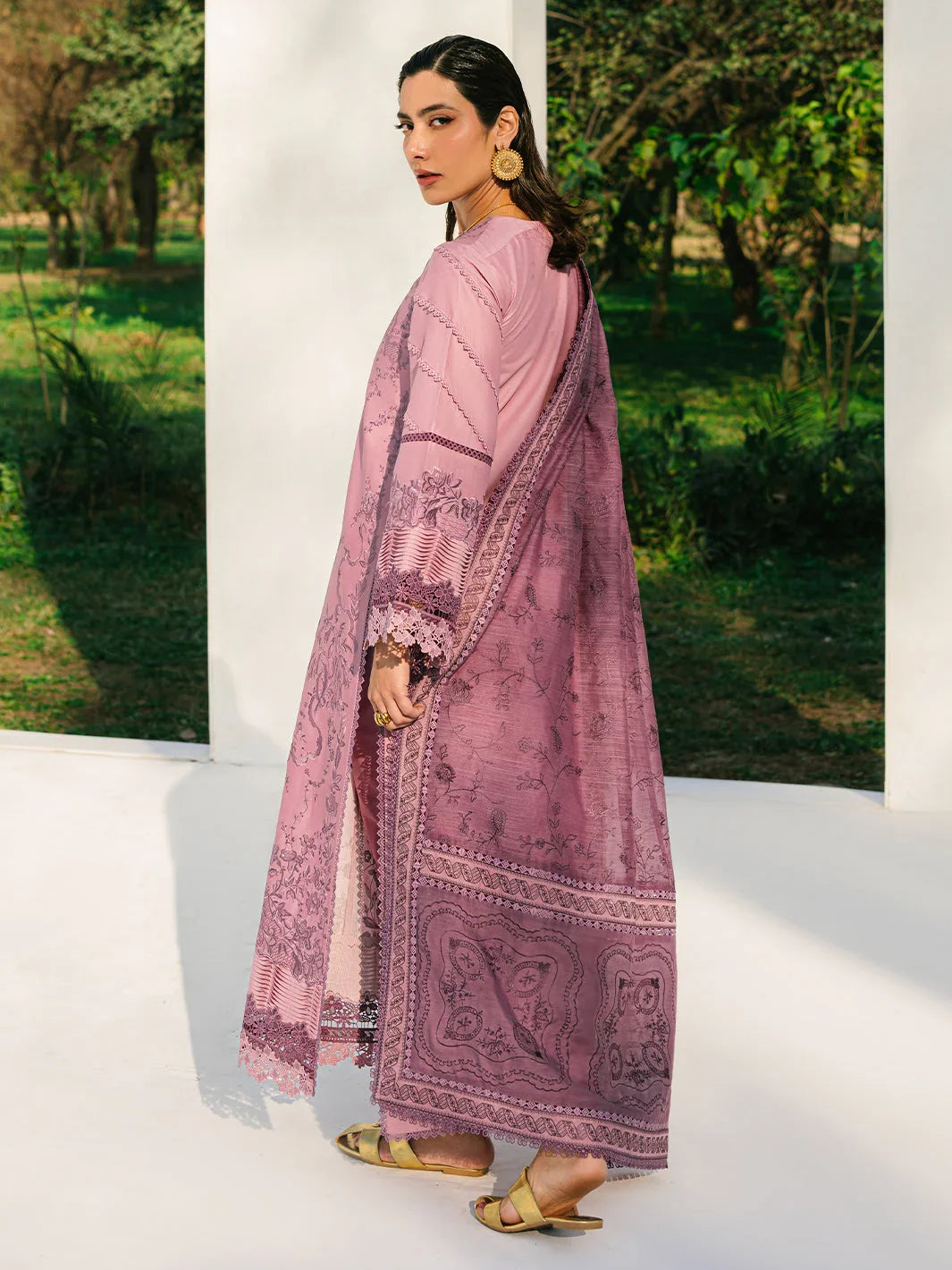 3-Piece Embroidered Lawn Outfit with Premium Khadinet Dupatta