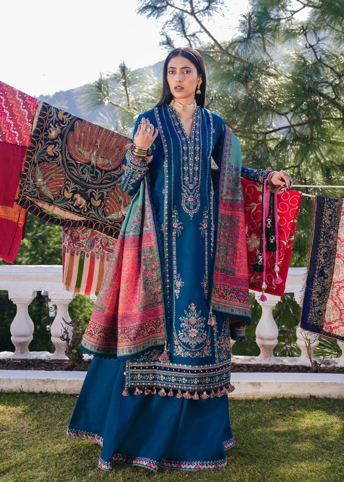 3-Piece Embroidered Lawn Dress with Premium Slub Munaar Dupatta