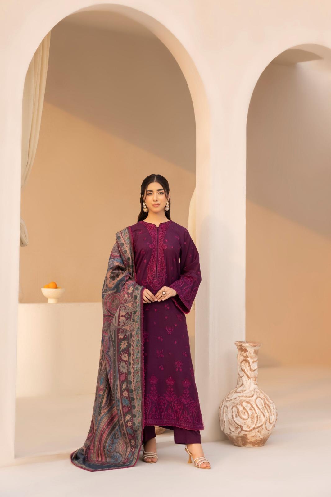 3 Piece Unstiched Embroidery Dhanak