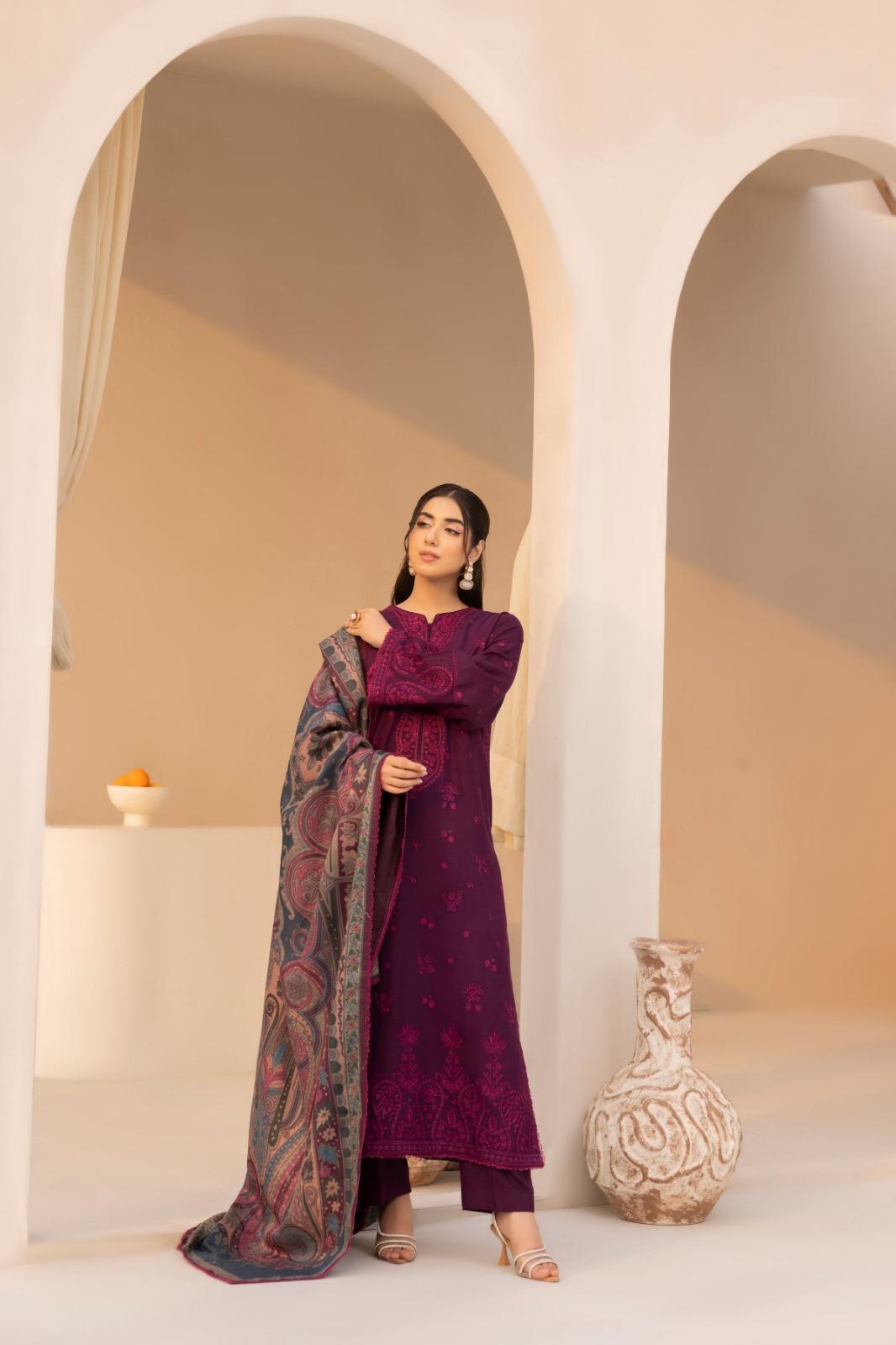3 Piece Unstiched Embroidery Dhanak