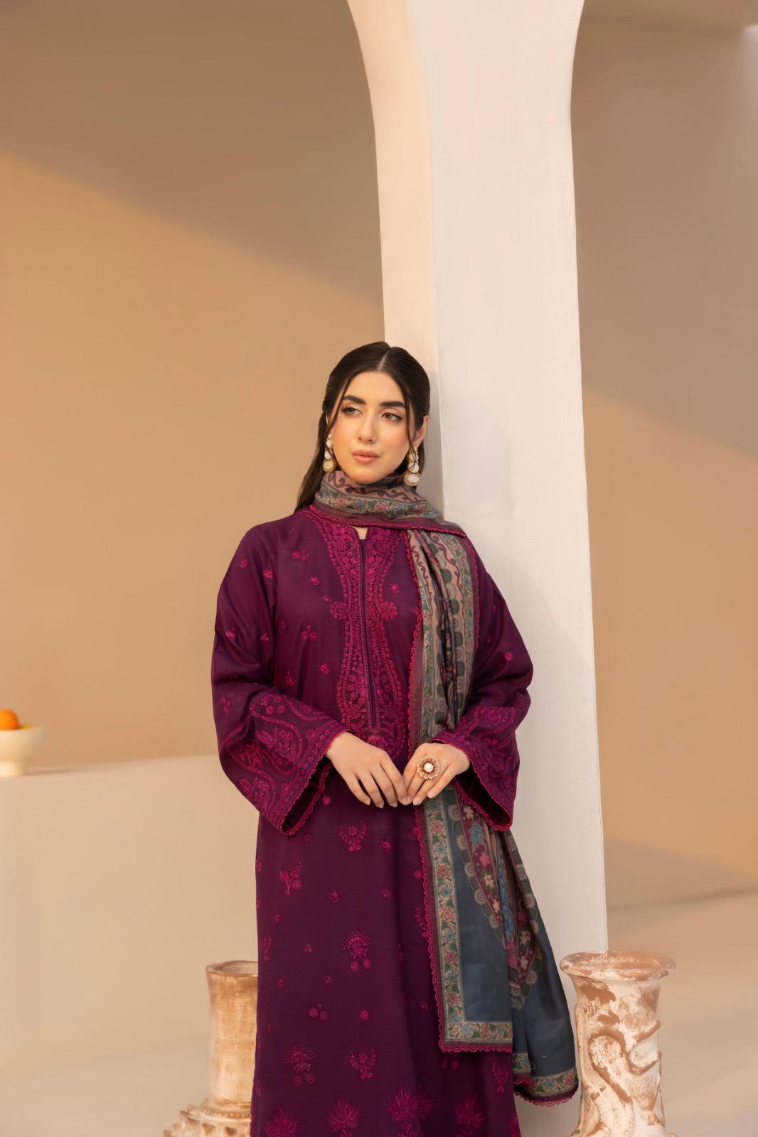 3 Piece Unstiched Embroidery Dhanak