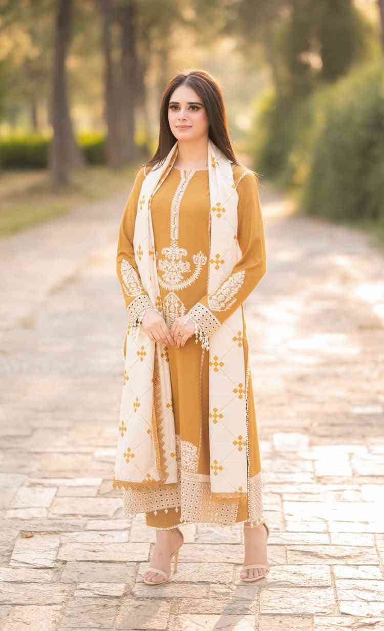 3 Piece Unstiched Embroidery Dhanak
