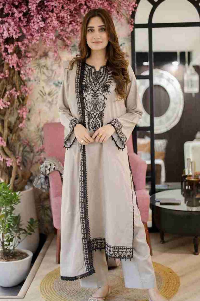 3 Piece Unstiched Embroidery Dhanak