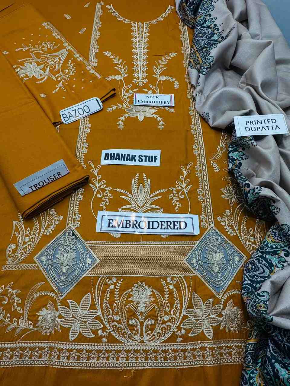 3 Piece Unstiched Embroidery Dhanak