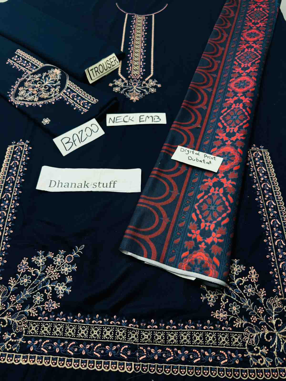 3 Piece Unstiched Embroidery Dhanak