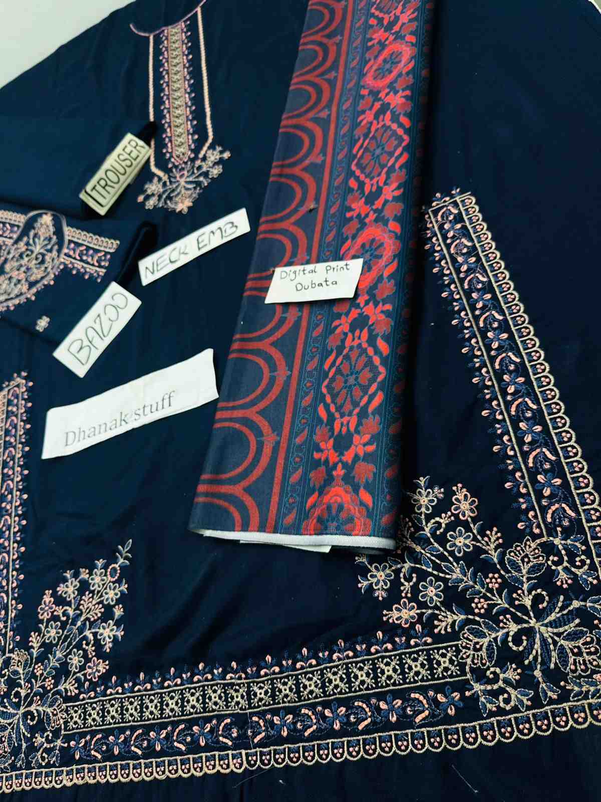 3 Piece Unstiched Embroidery Dhanak