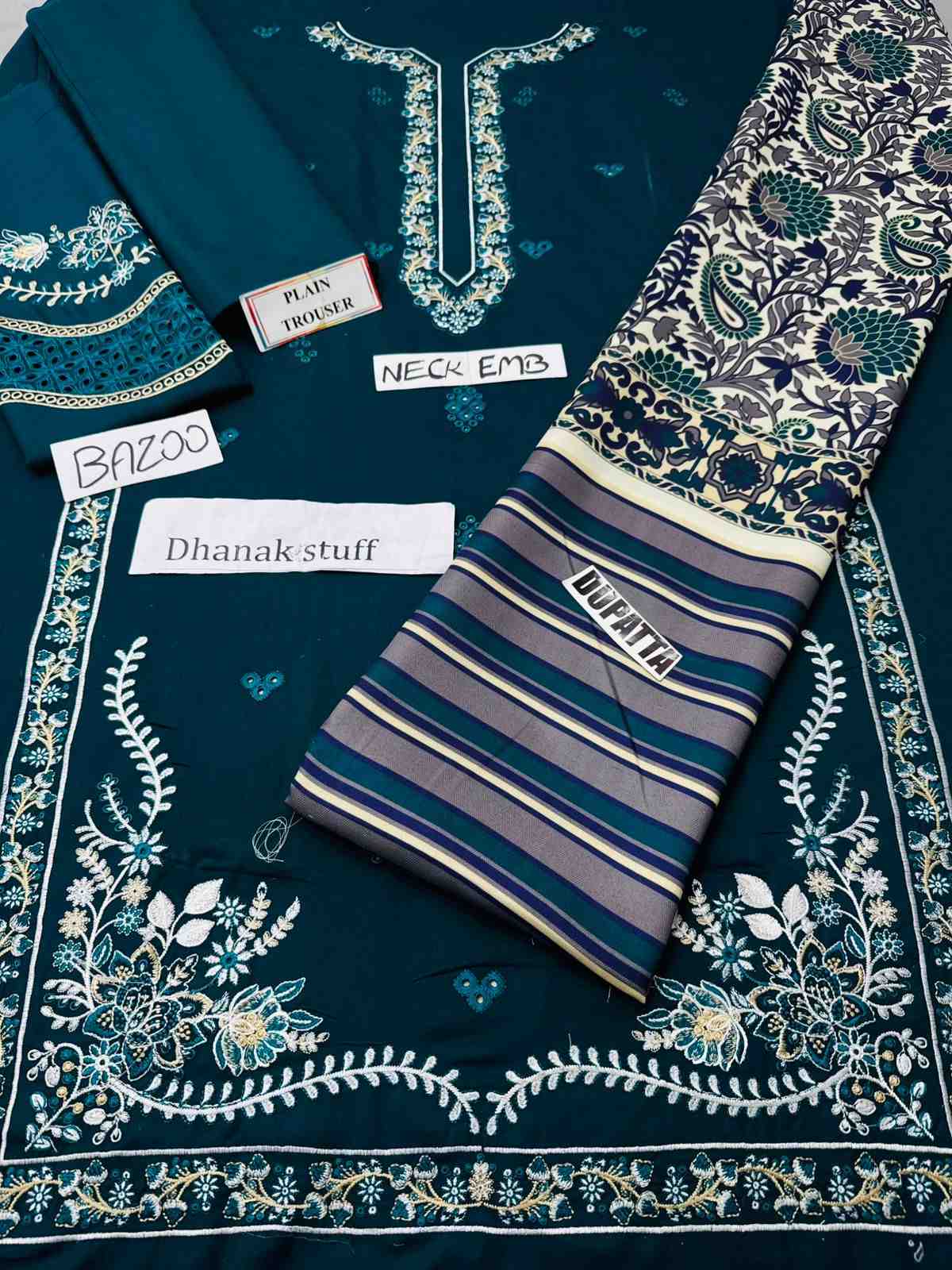 3 Piece Unstiched Embroidery Dhanak