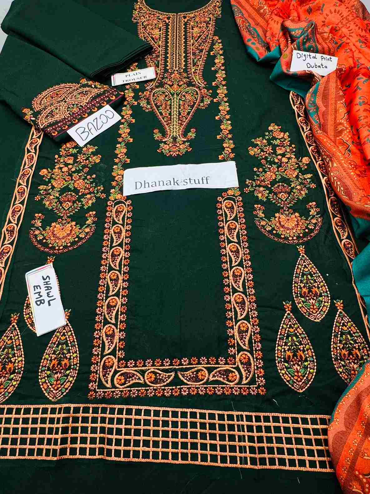 3 Piece Unstiched Embroidery Dhanak