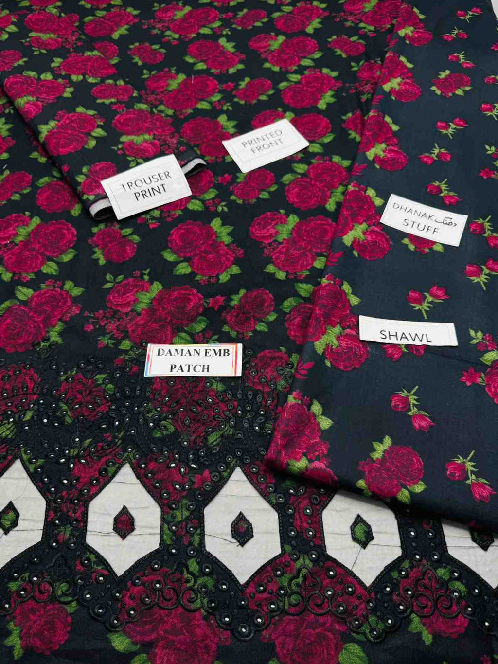 3 Piece Unstiched Embroidery Dhanak