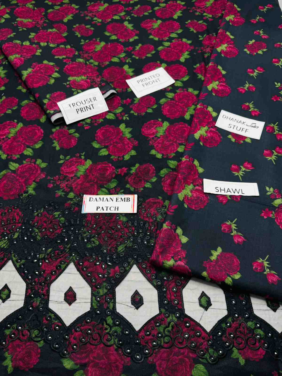 3 Piece Unstiched Embroidery Dhanak