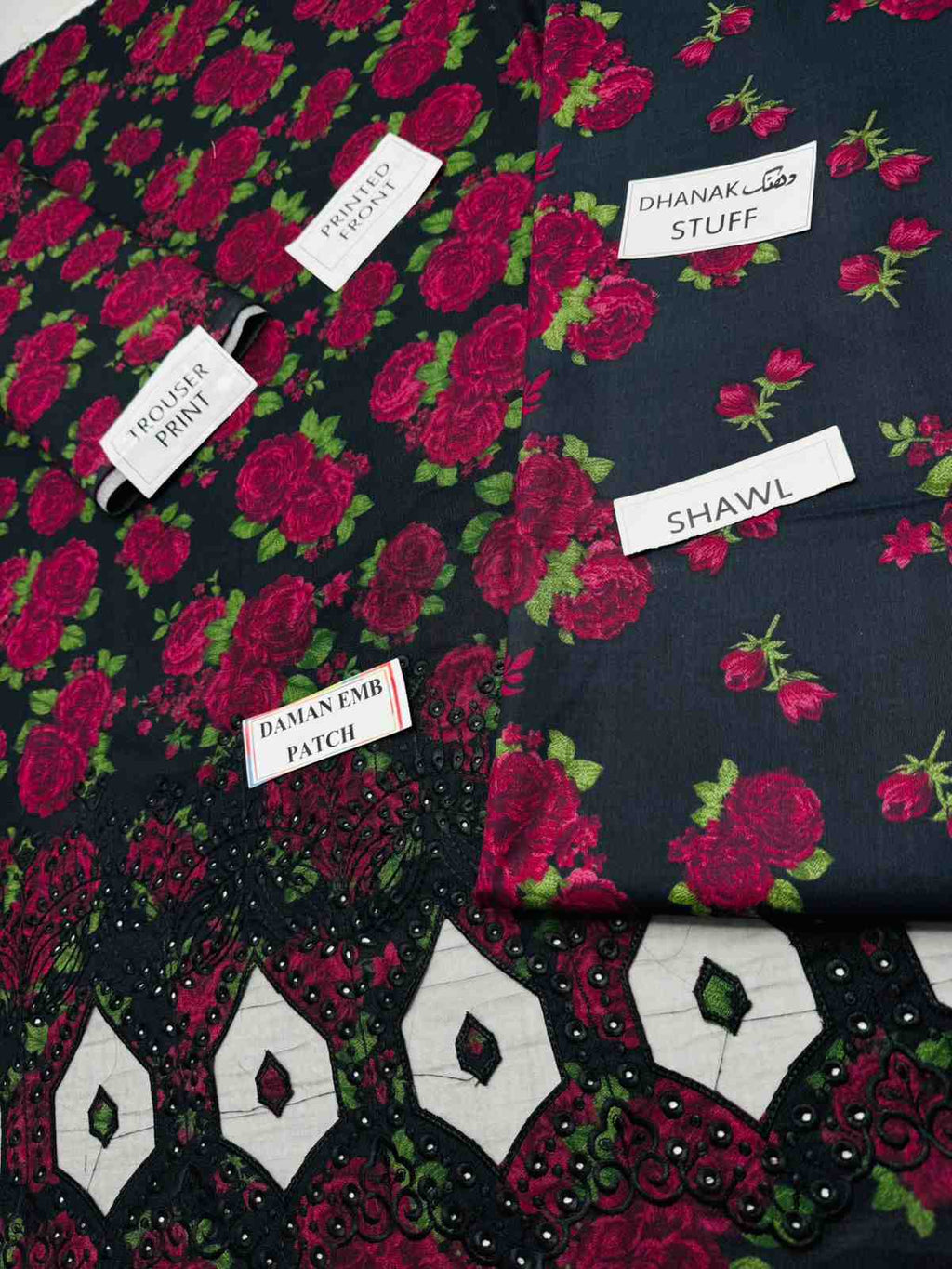 3 Piece Unstiched Embroidery Dhanak