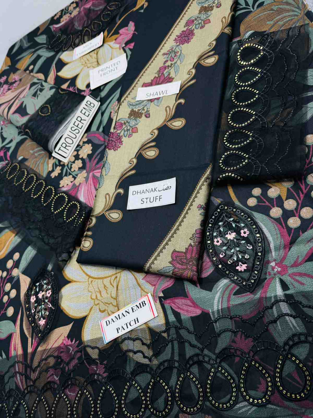 3 Piece Unstiched Embroidery Dhanak