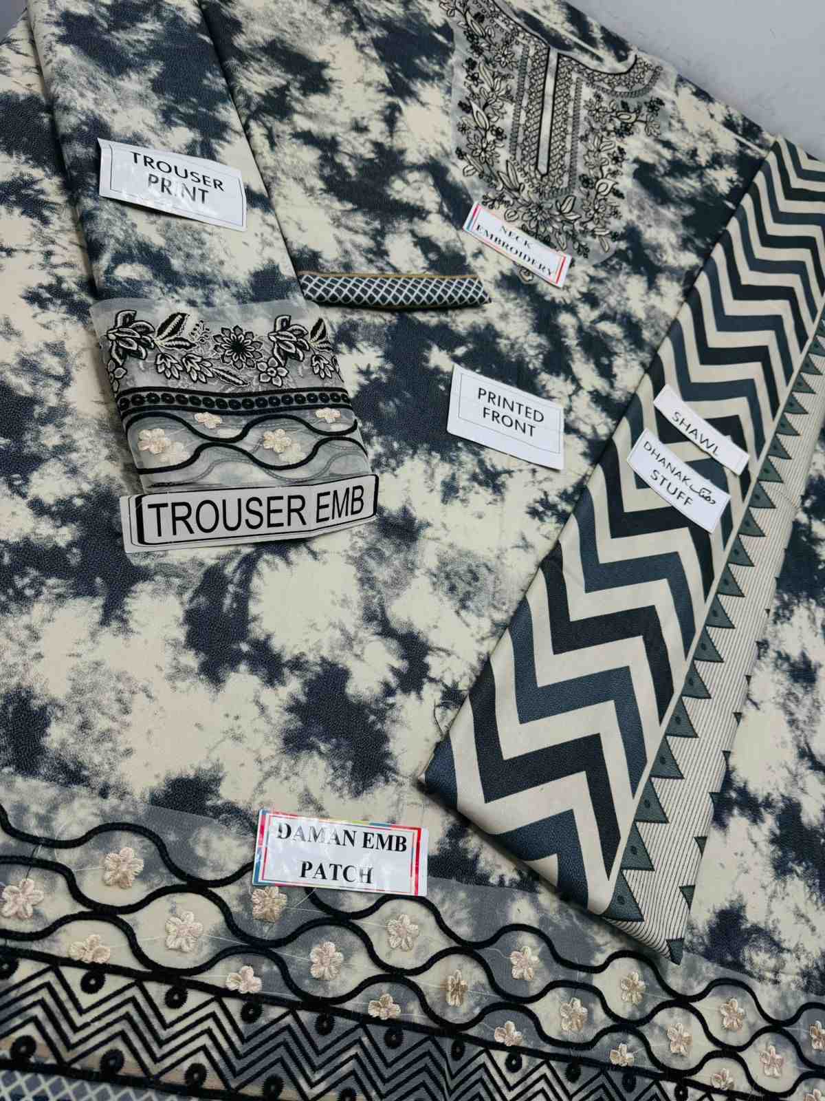 3 Piece Unstiched Embroidery Dhanak