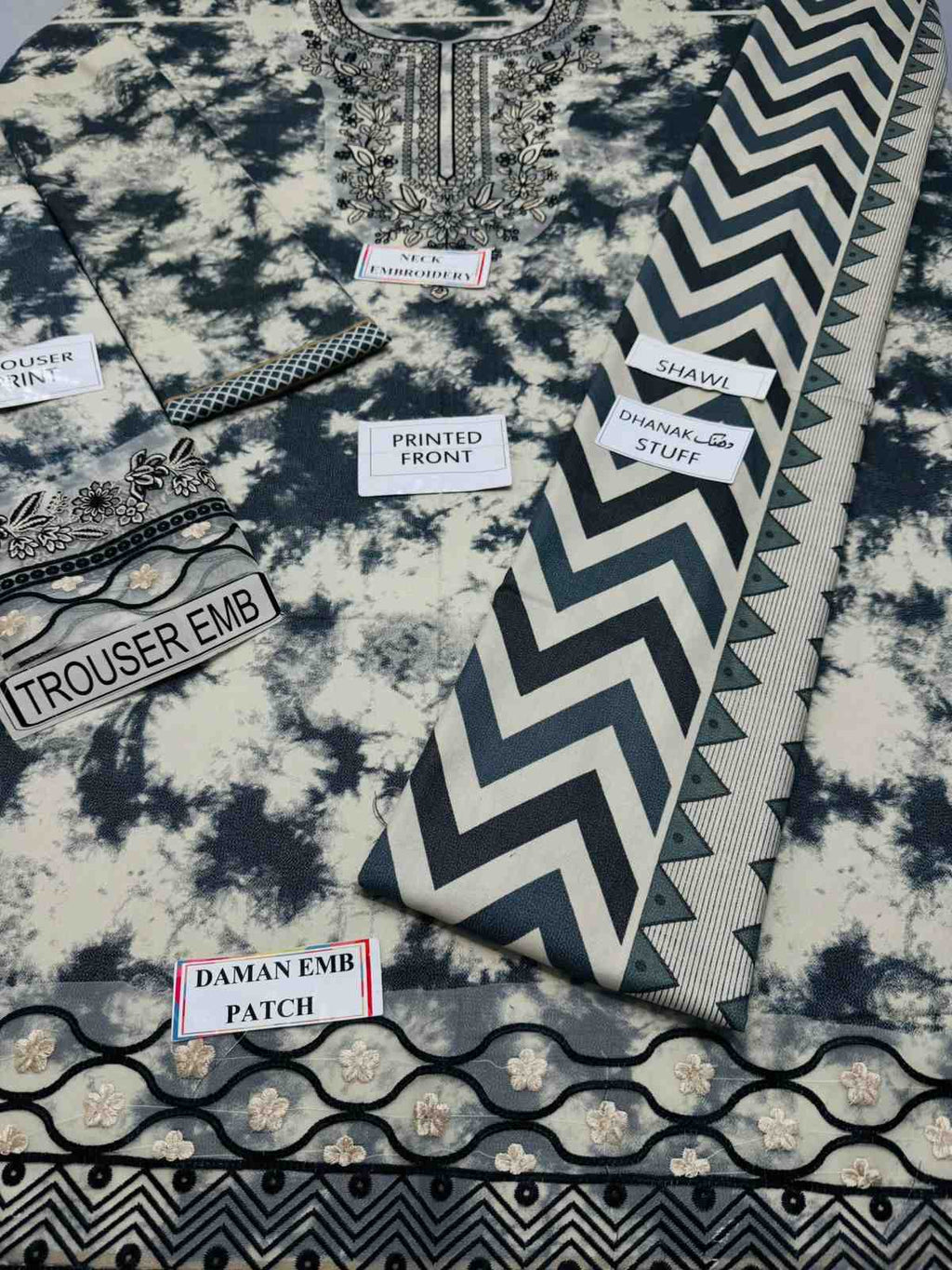 3 Piece Unstiched Embroidery Dhanak