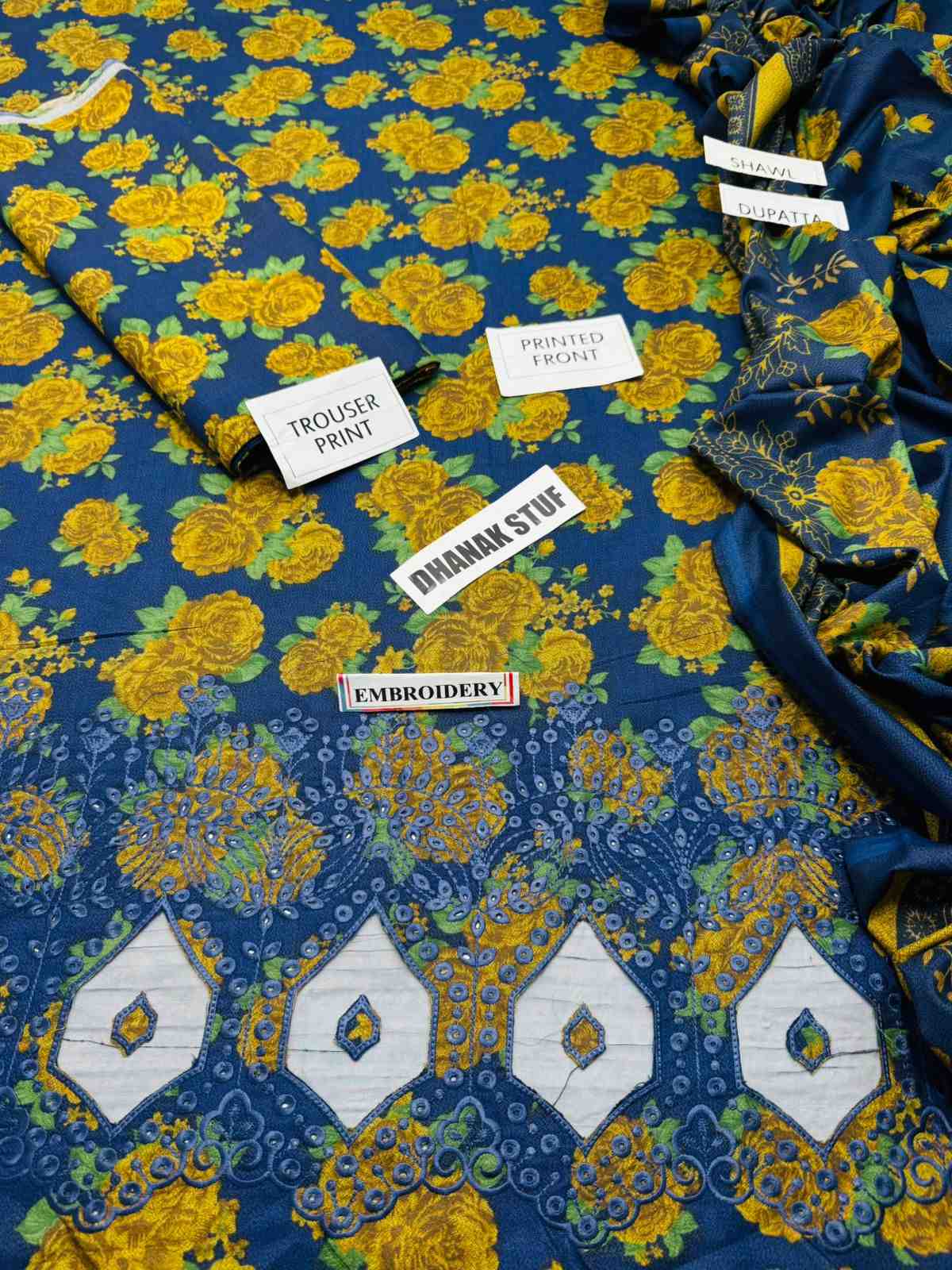 3 Piece Unstiched Embroidery Dhanak