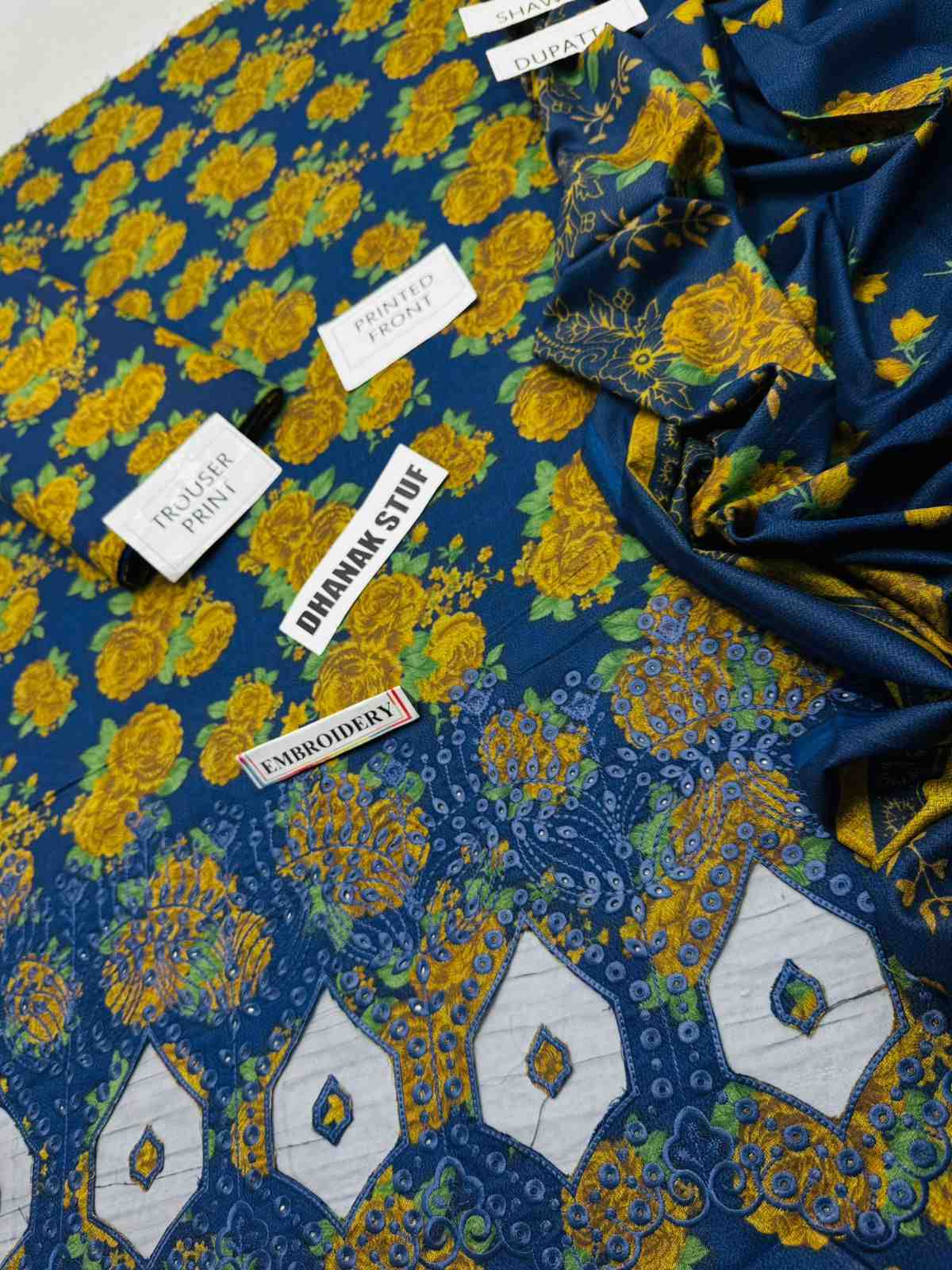 3 Piece Unstiched Embroidery Dhanak